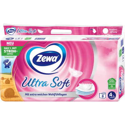 Zewa Toilettenpapier Ultra Soft mit Strohzellstoff 8 Rollen