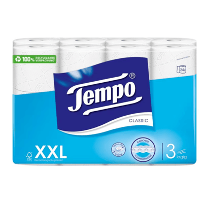 Tempo Toilettenpapier Classic 24 Rollen, 3-lagig, Weiss