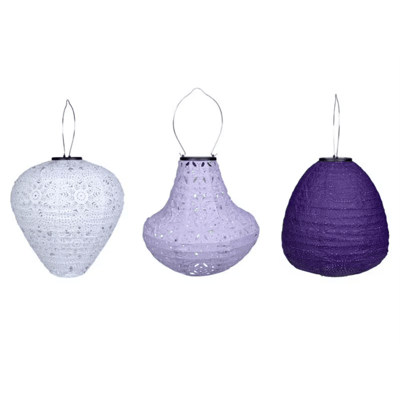 COCON Lampion LED Solar 3er-Set, Violett