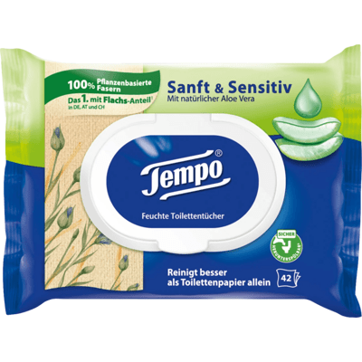 Tempo lingettes douces & sensibles aloe vera 42 pcs.