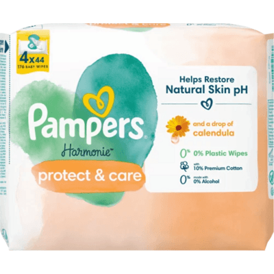 Pampers harmonie lingettes protect & care calendula 4x44 pcs.