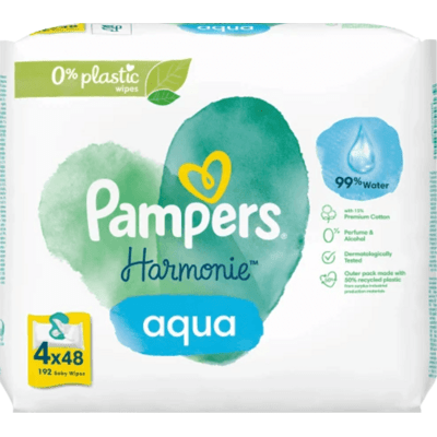 Pampers harmonie lingettes aqua 4x48 pcs.