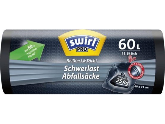 Swirl Heavy Duty Bin Liner 60 l, 12 pieces