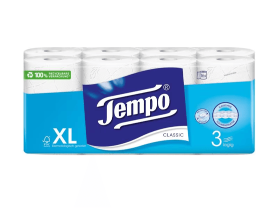 Tempo Papier hygiénique Classic 16 rouleaux, 3 plis, blanc