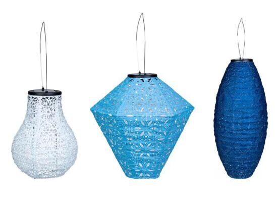 COCON Lampion LED Solar, set de 3, bleu