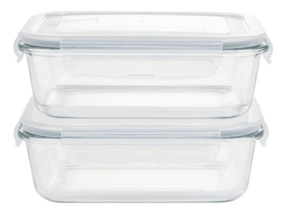 FURBER glass storage container, 2 pieces, 1 L