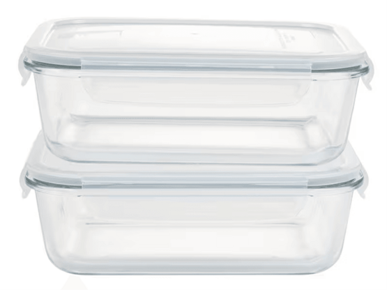 FURBER glass storage container, 2 pieces, 1.5 L