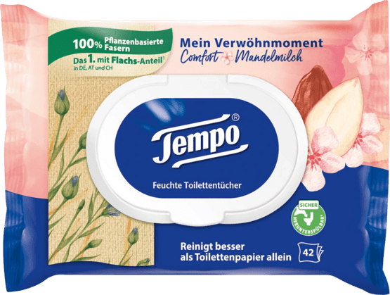 Tempo lingettes lait d'amande & panthénol 42 pcs.