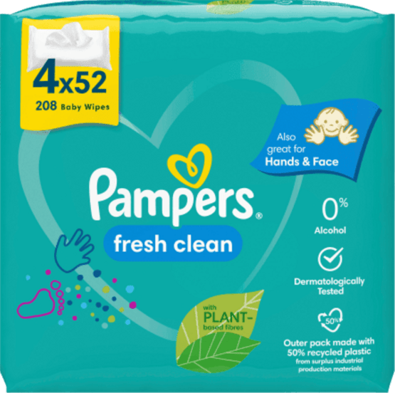 Pampers lingettes fresh clean 4x52 pcs.