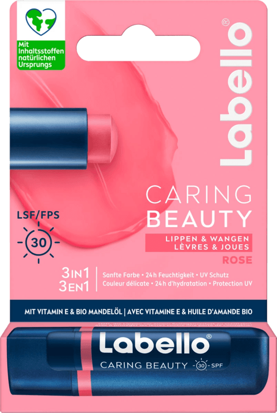 Labello Lippenpflege Caring Beauty Rose LSF 30, 4,8 g